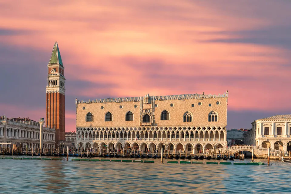 Palazzo Ducale and the Campanile of San Marco at sunset, Venice